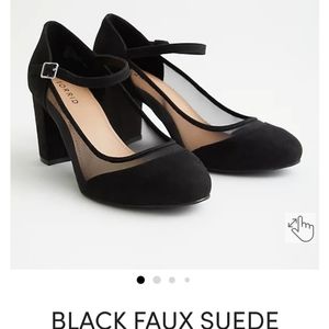 Black Faux Suede Mary Jane heals